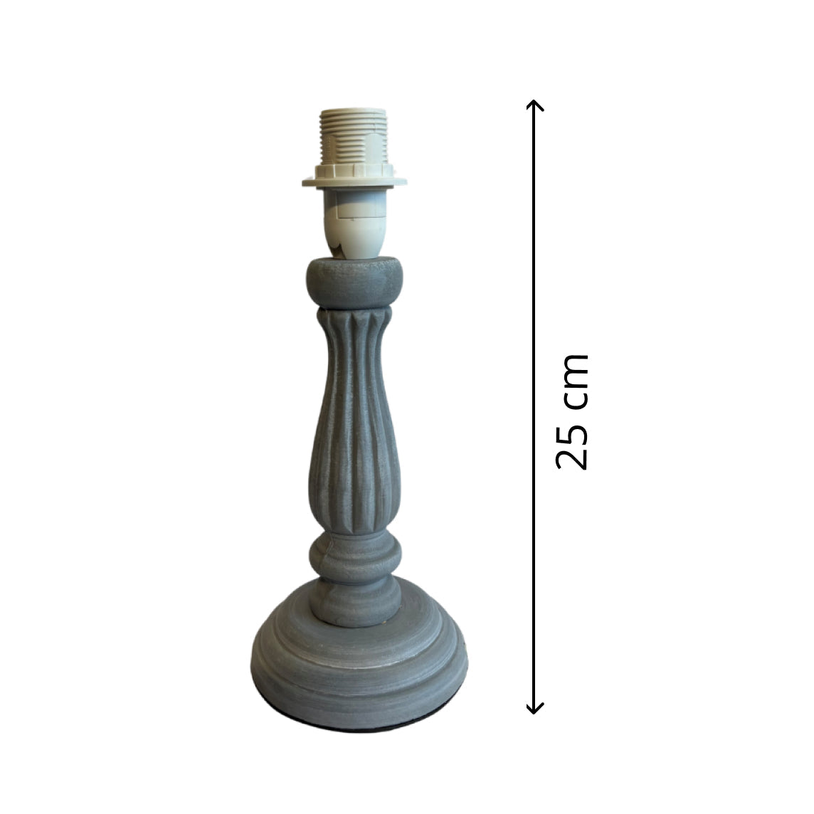 Various Wooden Lamp Base Garda with Round Base – Gray (Height 25 cm, E14 Socket)
