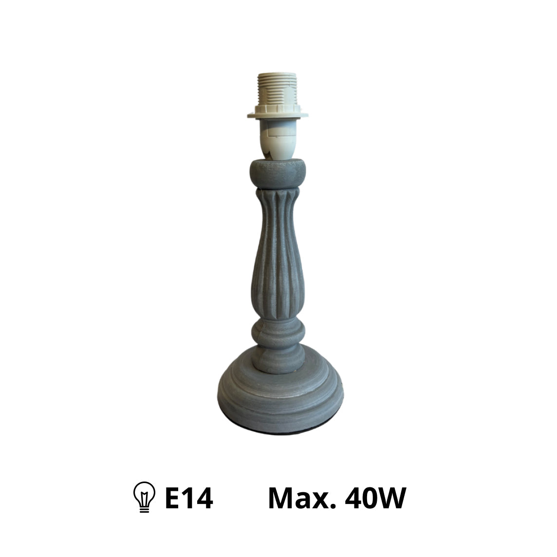 Various Wooden Lamp Base Garda with Round Base – Gray (Height 25 cm, E14 Socket)