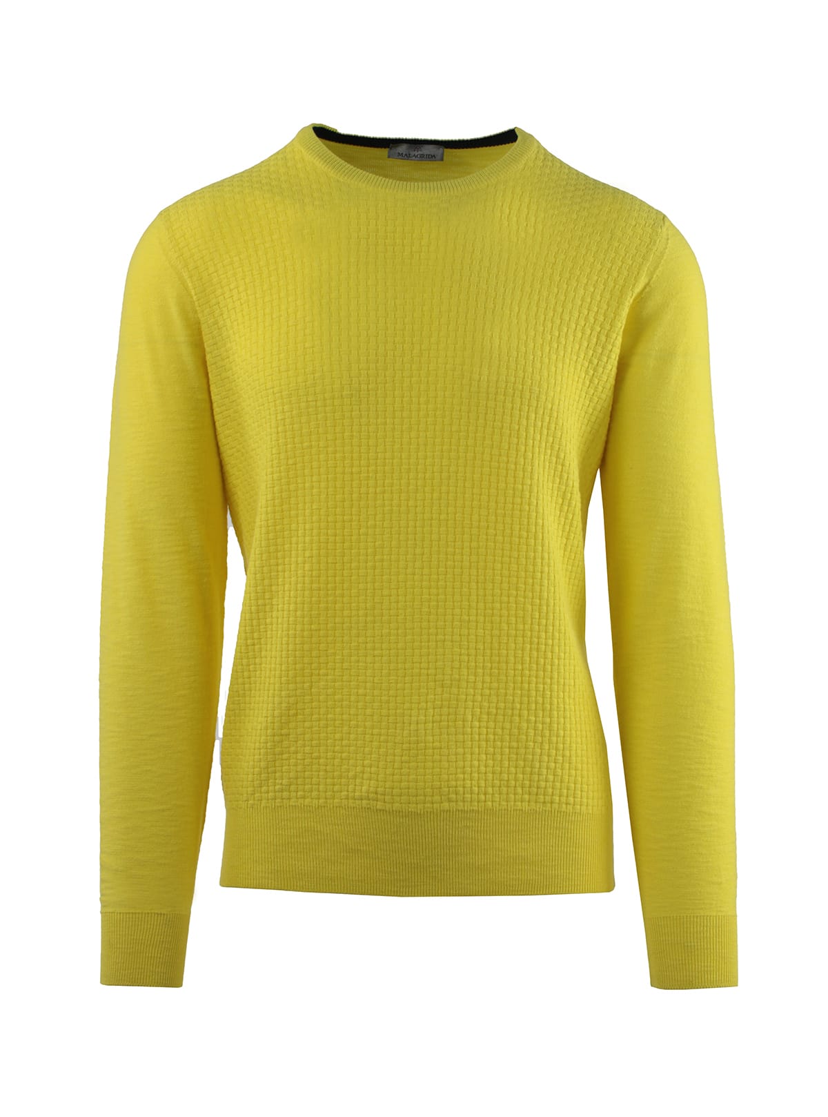 FLAMED COTTON CREW NECK WITH SQUARES