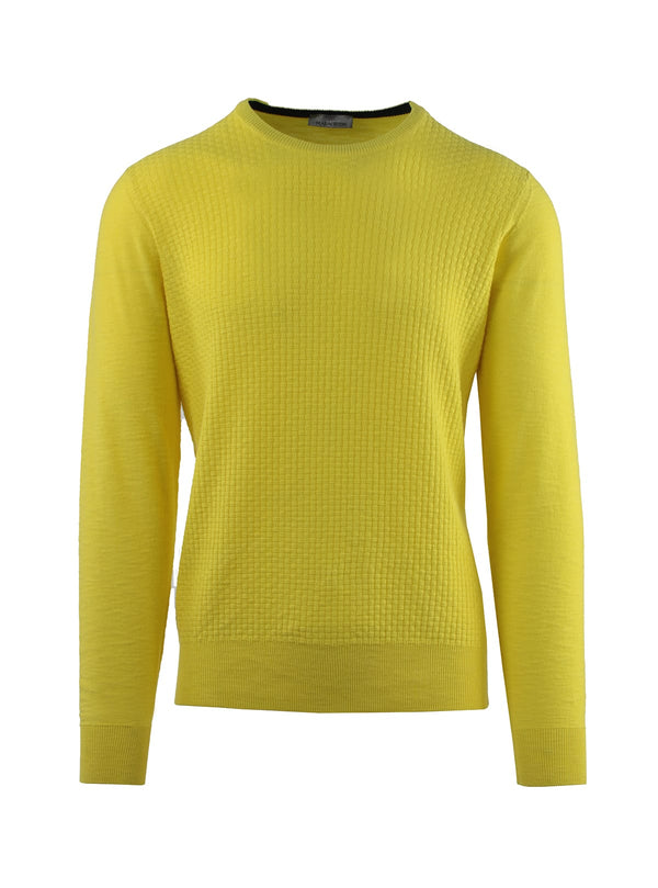 FLAMED COTTON CREW NECK WITH SQUARES