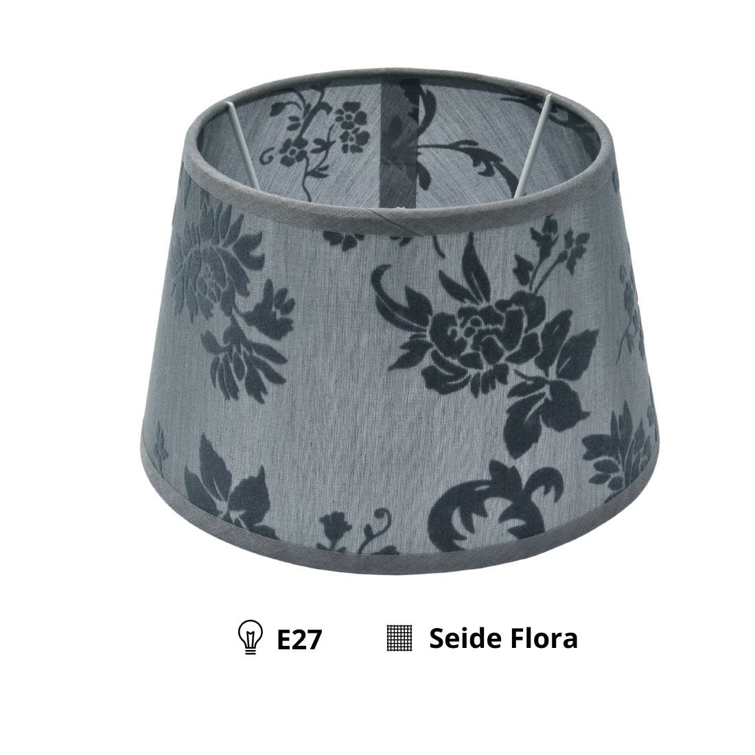 Pantalla de tambor variada redonda - Gris - Trend Silk Flora - Ø20 cm