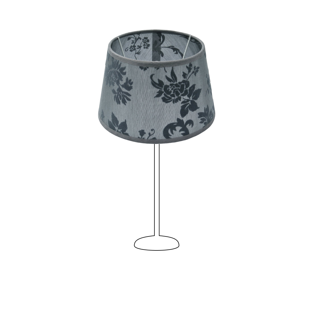 Pantalla de tambor variada redonda - Gris - Trend Silk Flora - Ø20 cm