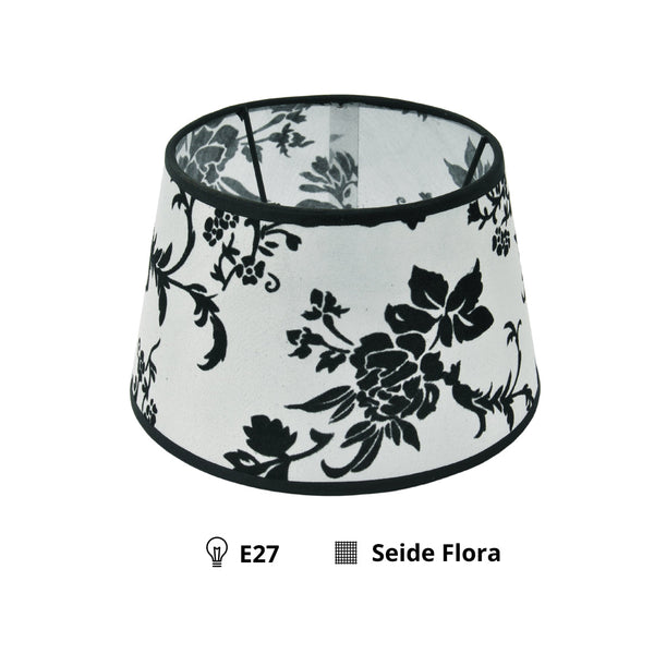 Variabile Paralume a Tamburo - Nero/Bianco – Trend Silk Flora – Ø20 cm
