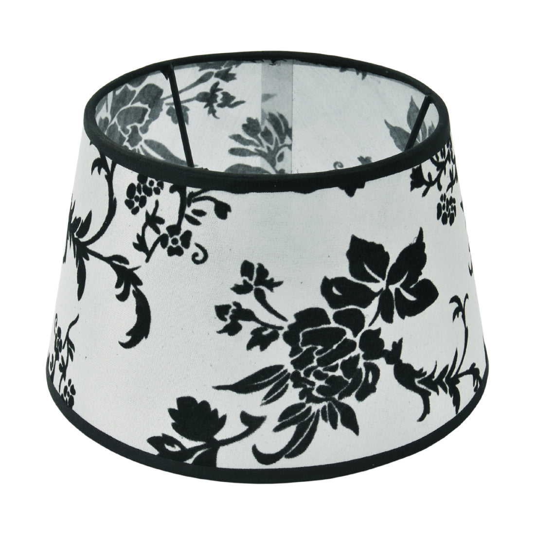 Variabile Paralume a Tamburo - Nero/Bianco – Trend Silk Flora – Ø20 cm