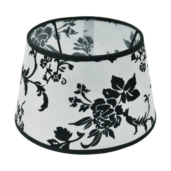 Variabile Paralume a Tamburo - Nero/Bianco – Trend Silk Flora – Ø20 cm