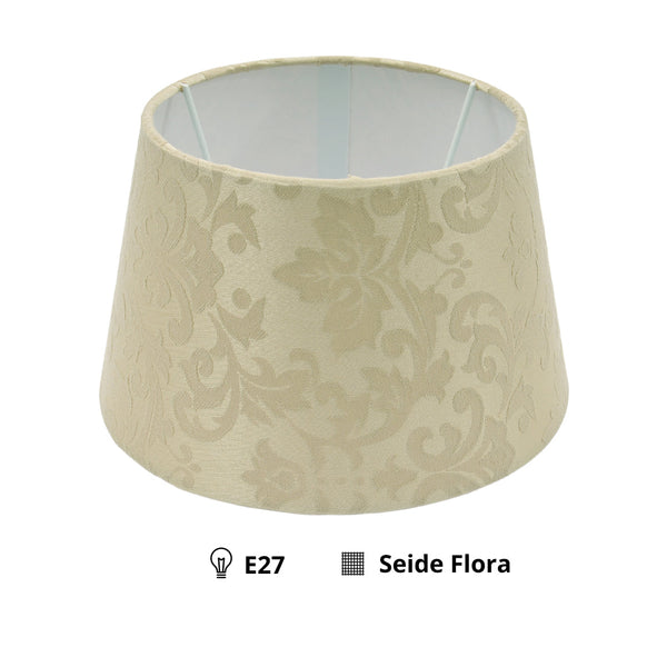 Various Drum Lampshade Round - Beige – Trend Silk Flora – Ø20 cm