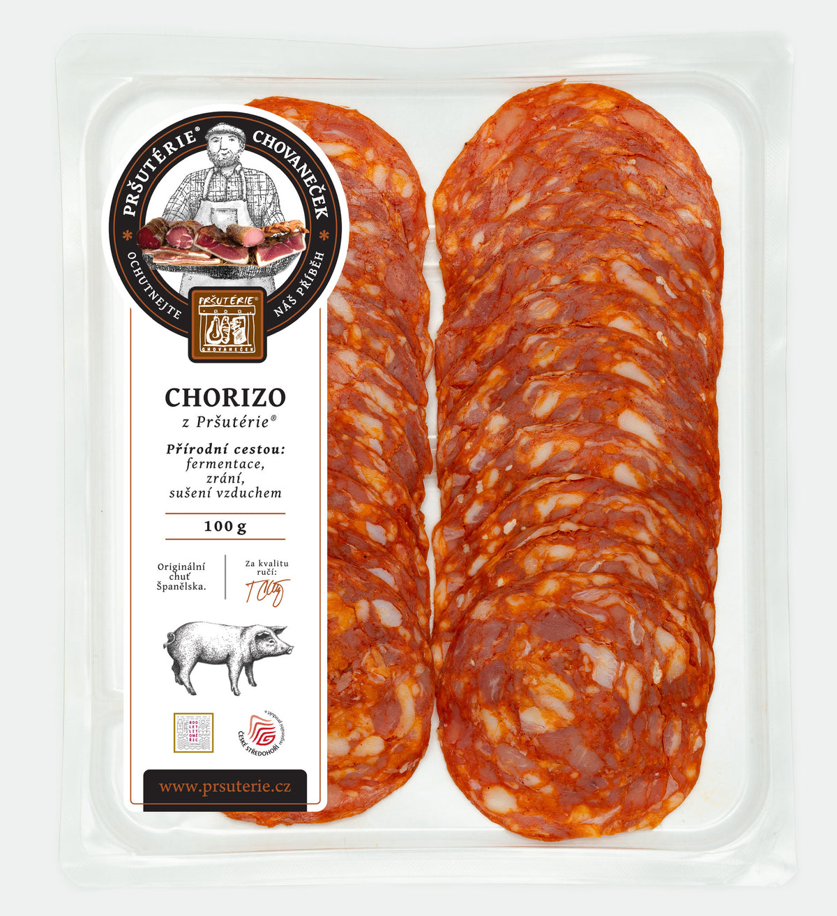 CHORIZO z Pršutérie® vakuované cca 100 g  Výrobek jemně nakrájen