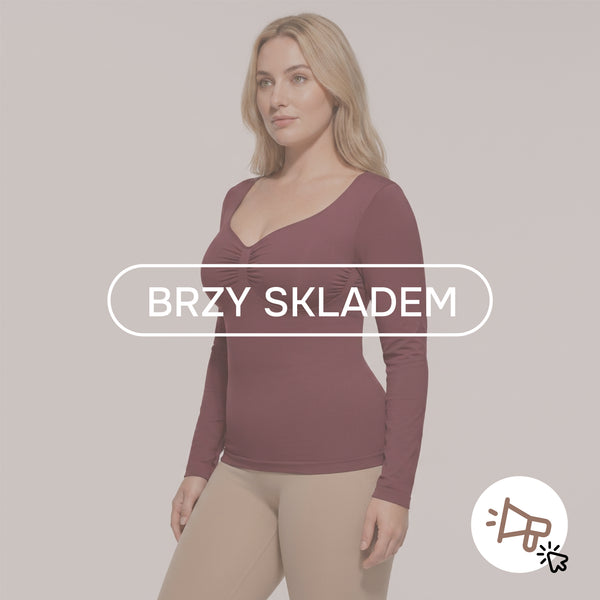 Seamless Shaping Top with Long Sleeves, BURGUNDY 3XL