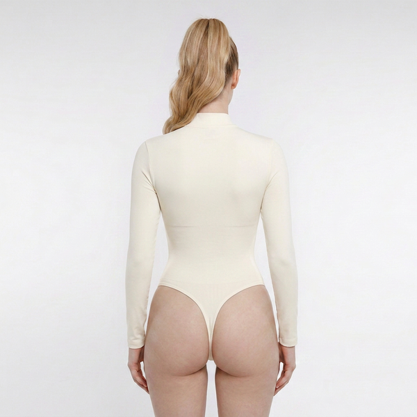 Tvarující body na zip s dlouhým rukávem, BÍLÉ XS/S