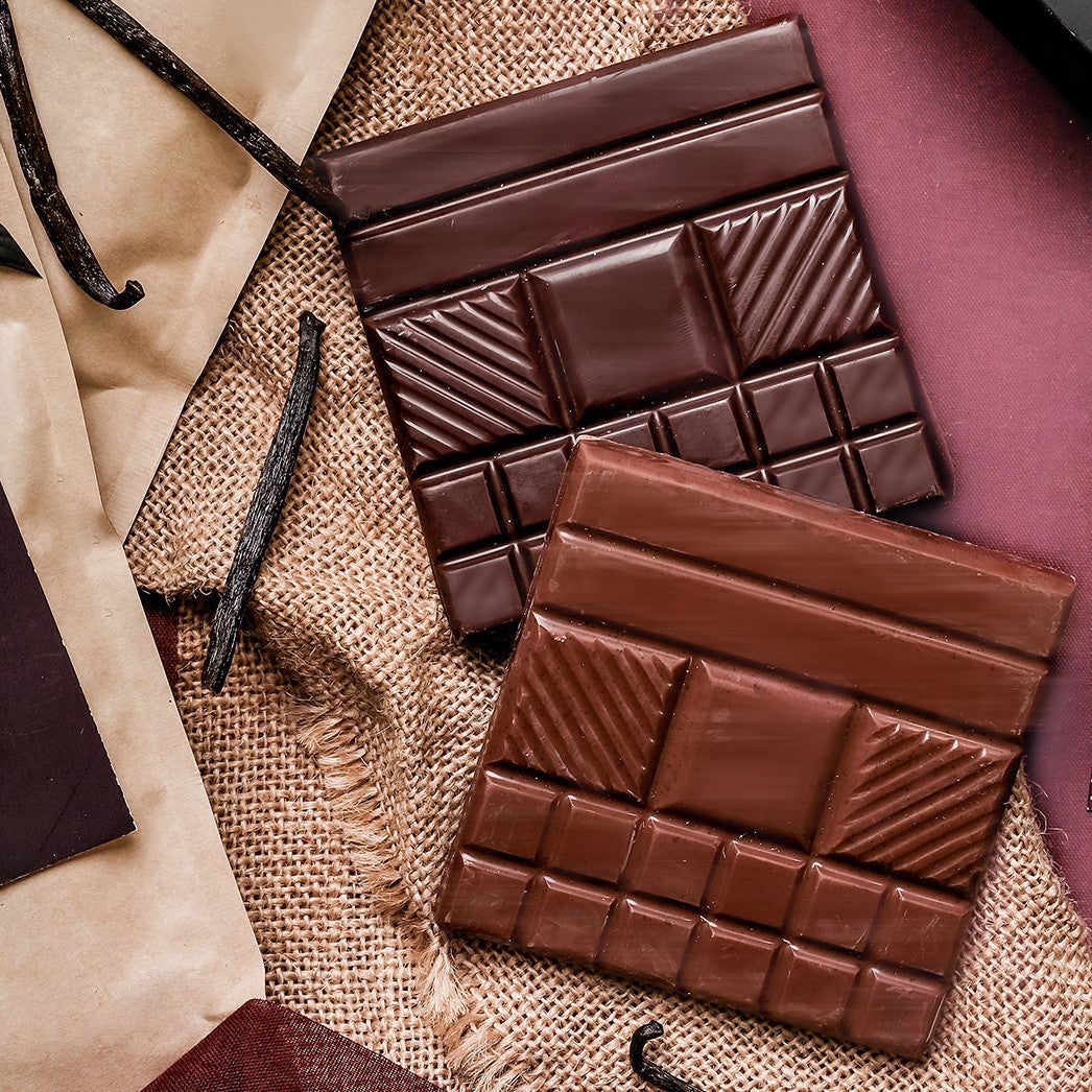 Tabletas de Chocolate con Leche y Oscuro de Vainilla · Tesoros de Madagascar