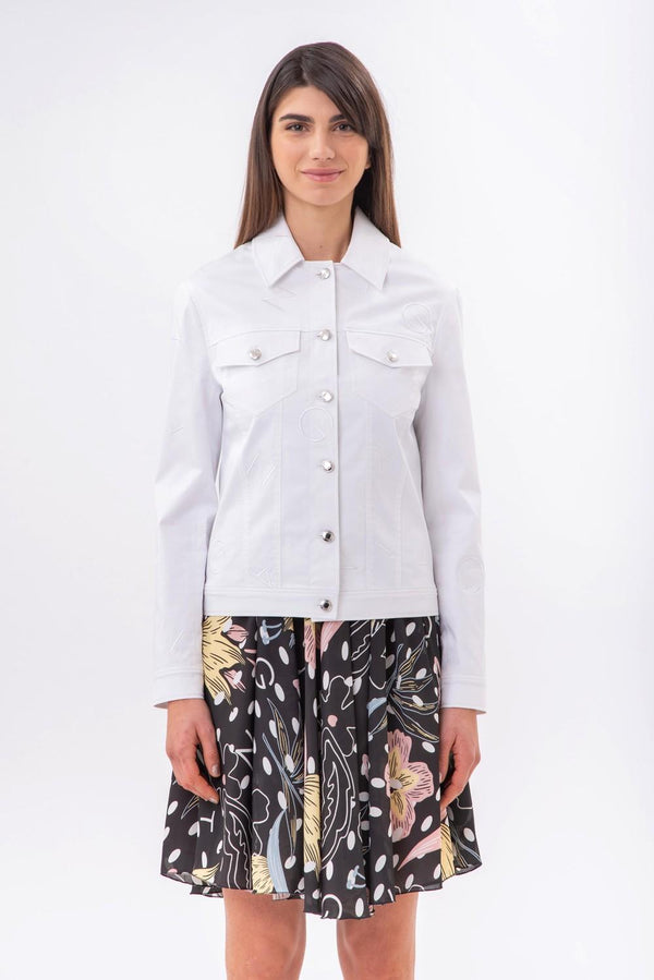 Gabardine Jacket with Lettering Embroidery