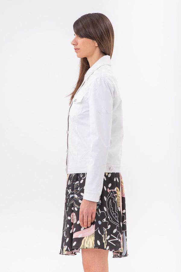 Gabardine Jacket with Lettering Embroidery