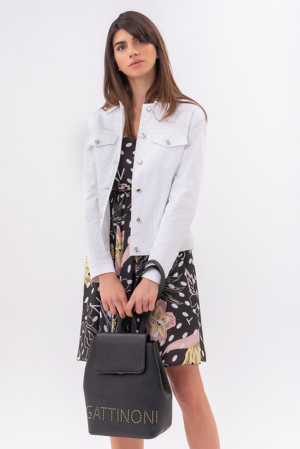 Gabardine Jacket with Lettering Embroidery