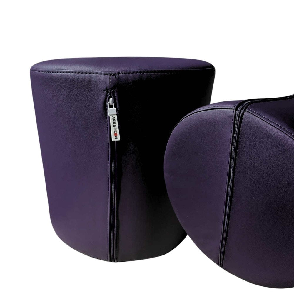 COVER CHILL ECO 55, Copri Pouf Cilindro in Ecopelle 55x42  Viola Arketicom
