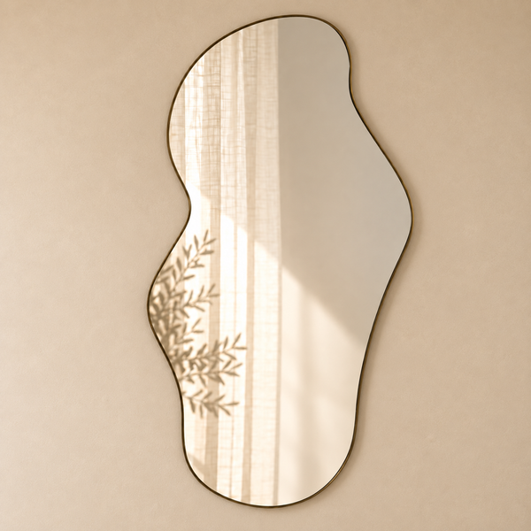 Spiegel Troas - organische vorm - asymmetrisch - wandspiegel - 110cm - Brons