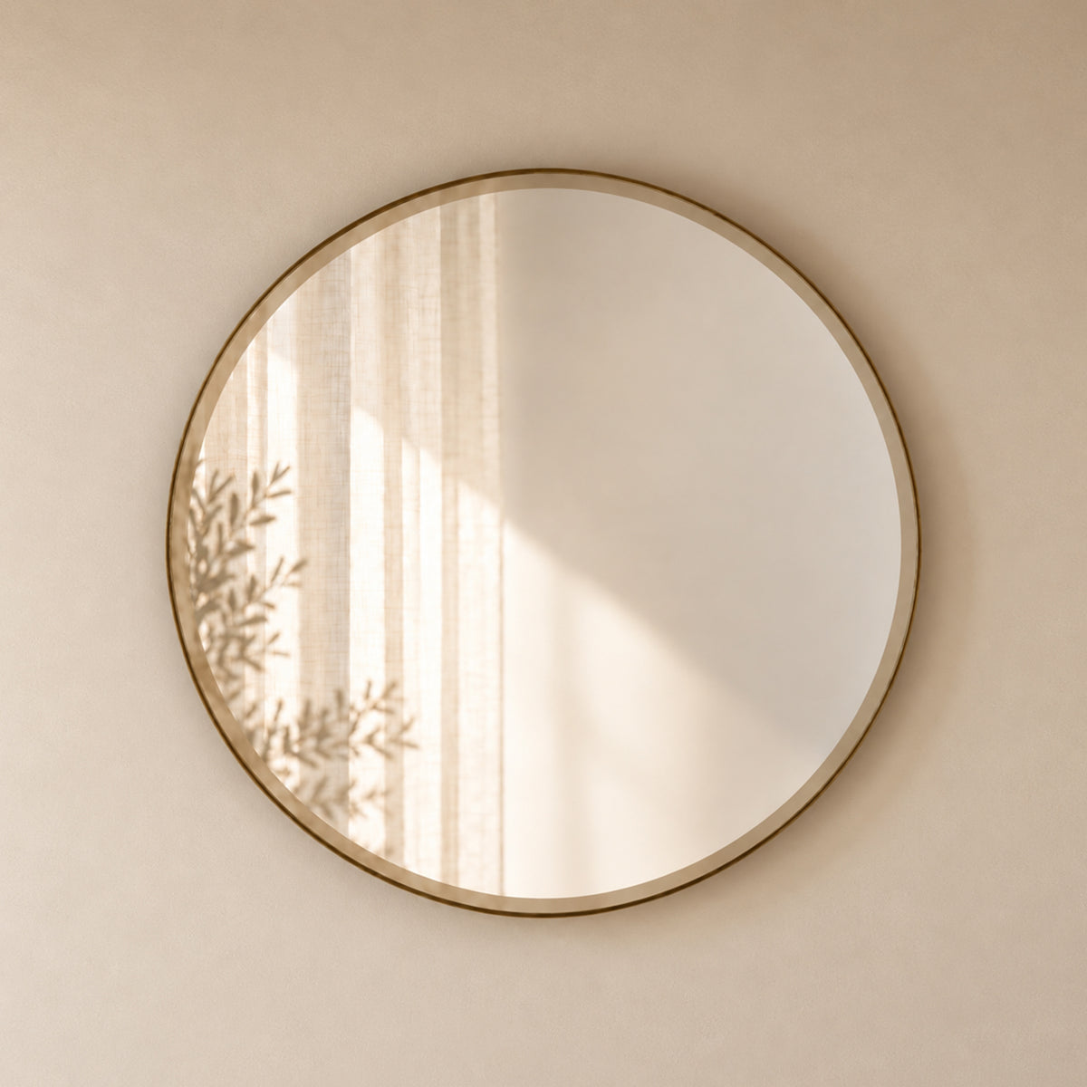 Indore Home - Round Wall Mirror Bronze – Mirror with Faceted Edge – 60 cm