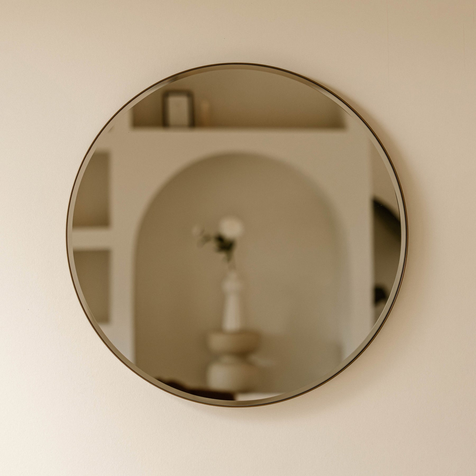 Indore Home - Ronde Wandspiegel Brons – Spiegel met Facet Rand – 60 cm