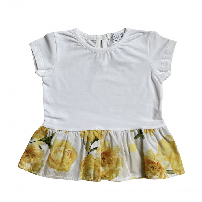 T-SHIRT WITH PEONY PRINT RUFFLE
