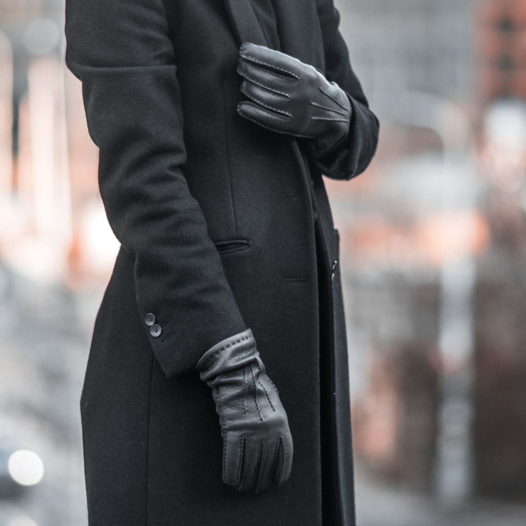 Handmade Women's Deer Leather Gloves with Cashmere
