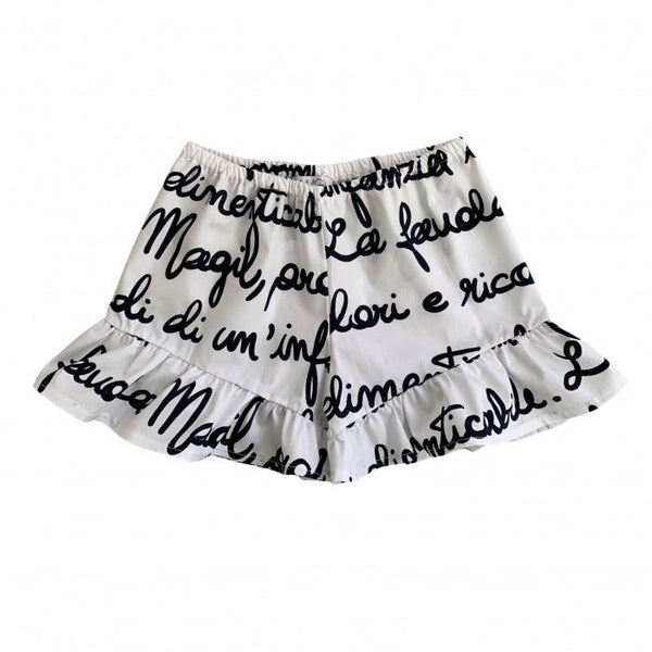CULOTTE LETTERING BLU CON VOLANT