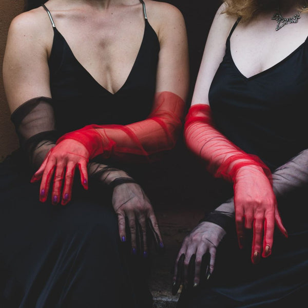 Textilní módní a společenské dlouhé rukavice