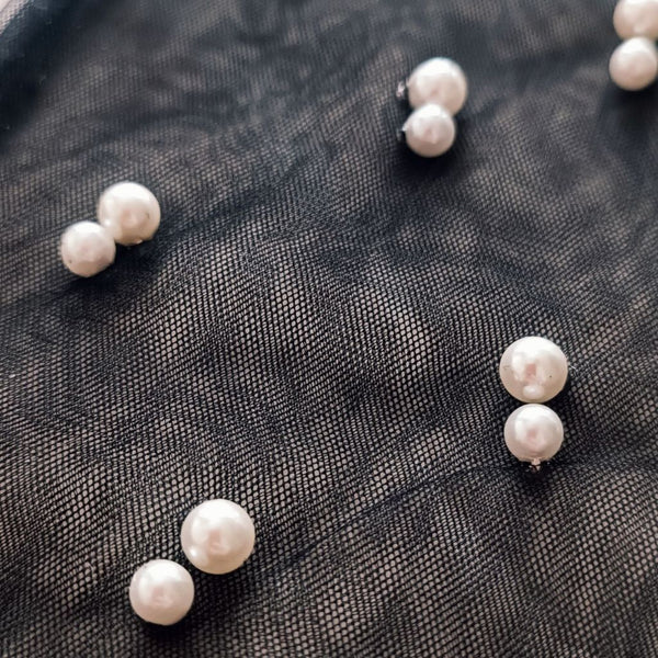 Textile Evening Long Gloves with Pearls