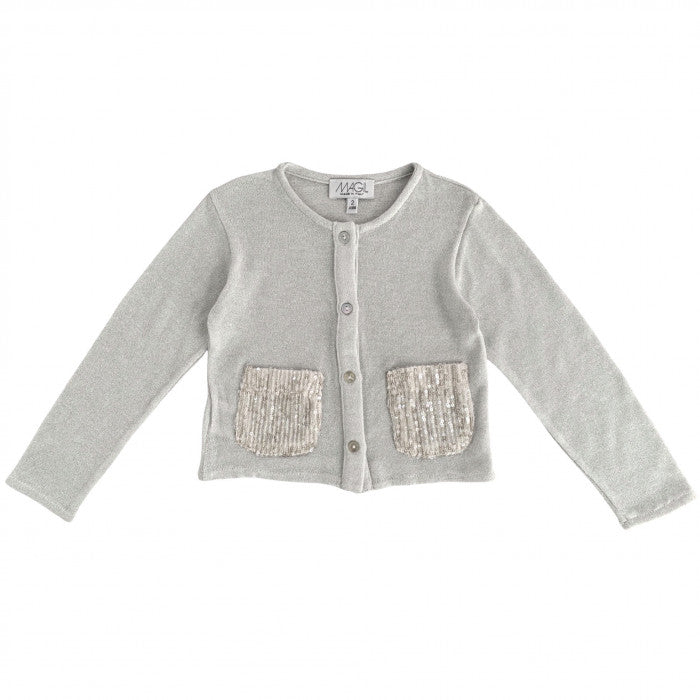 LUREX KNIT CARDIGAN WITH POCKET DETAILS