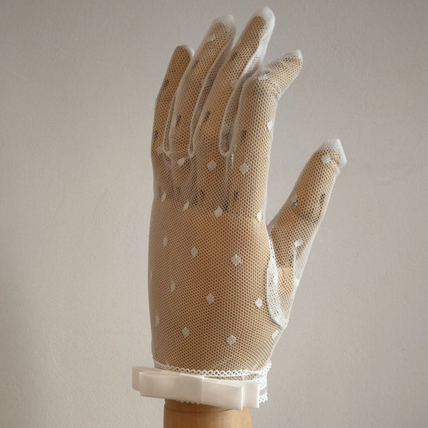 Social textile gloves with a bow