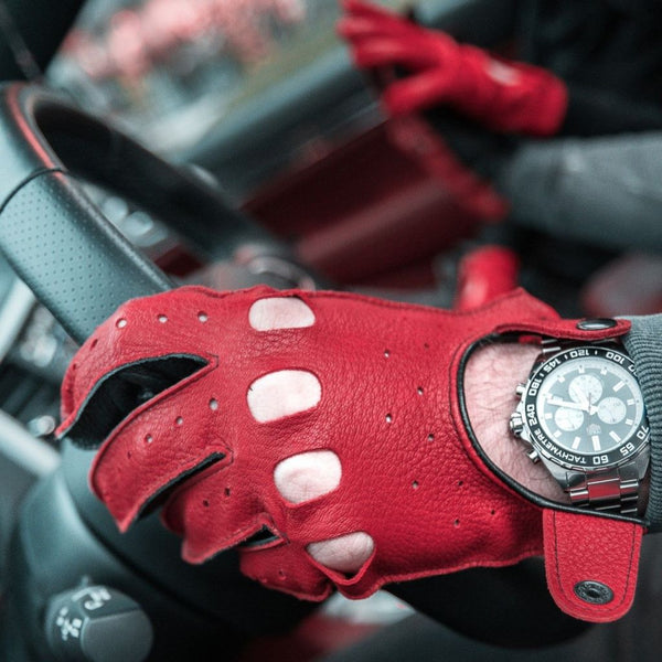 Classic Men's Leather Driving Gloves Made of Deer