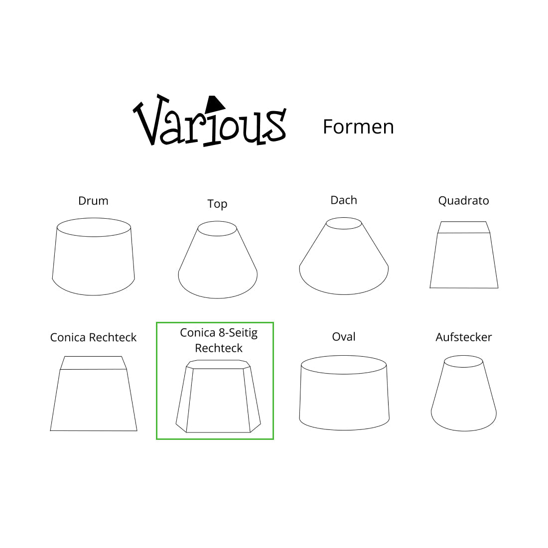 Various Conical 8-Sided Lampshades – Chintz - Beige