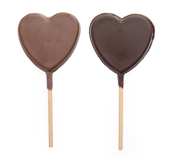 Chocolate Heart Duo Lollipops - Dark and Milk