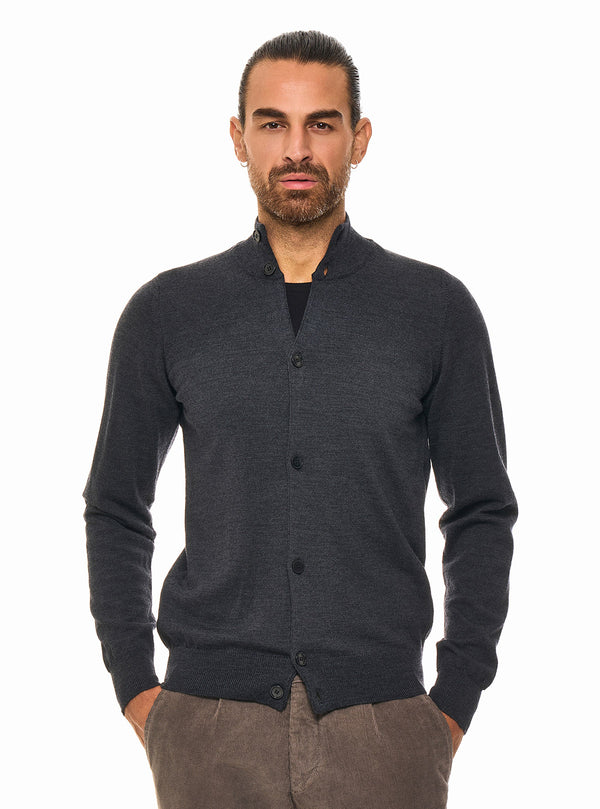 JACKET WITH STANDING COLLAR AND PURE WOOL BUTTONS