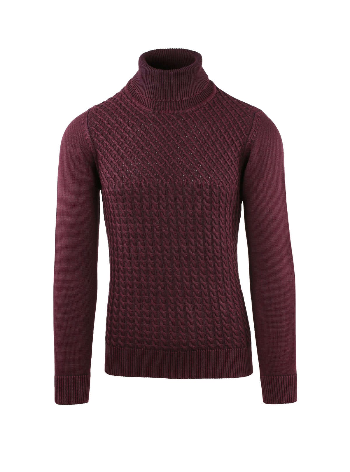 STONE WASHED CABLE AND DIAMOND TURTLENECK