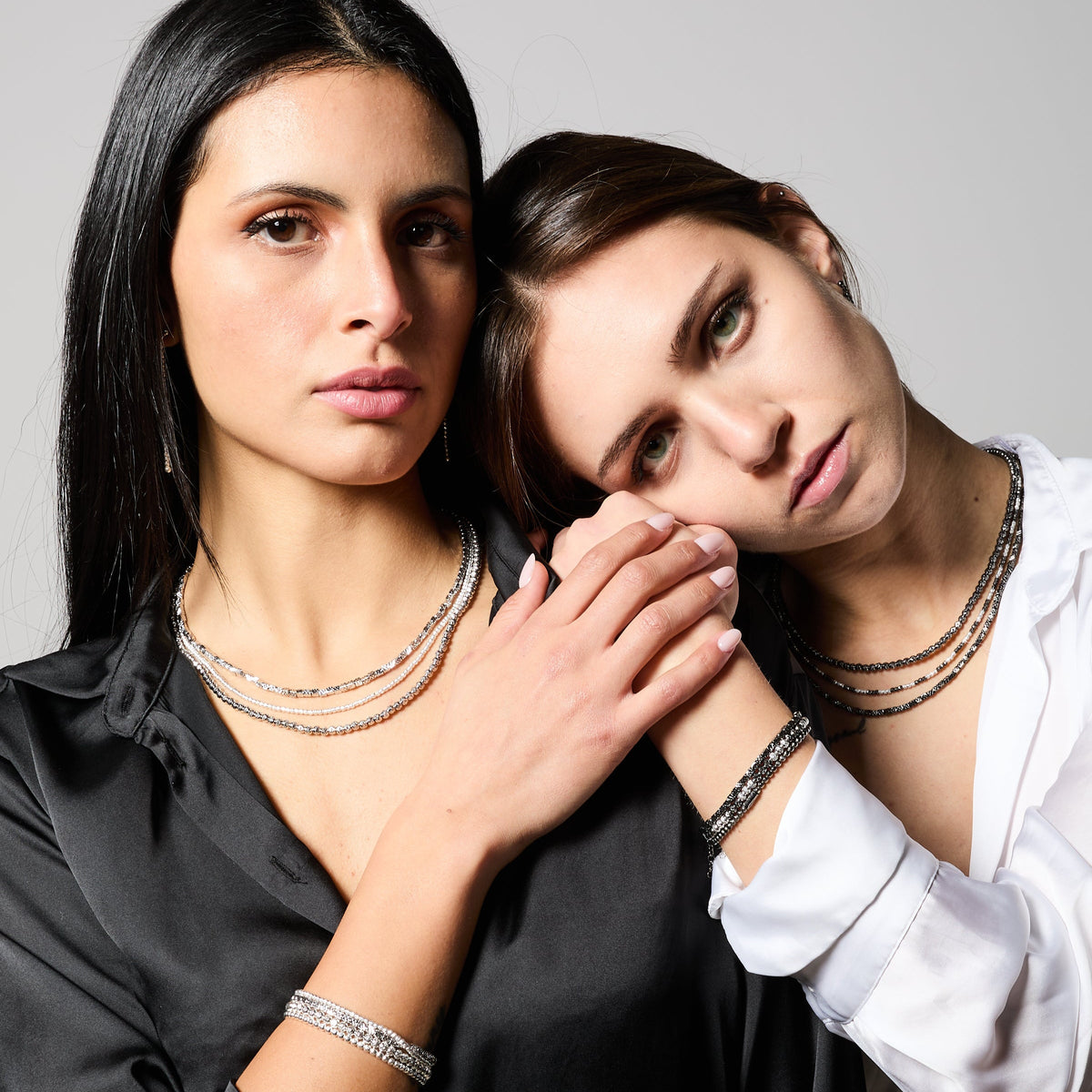 Rhodium-plated silver necklace ref. LC16