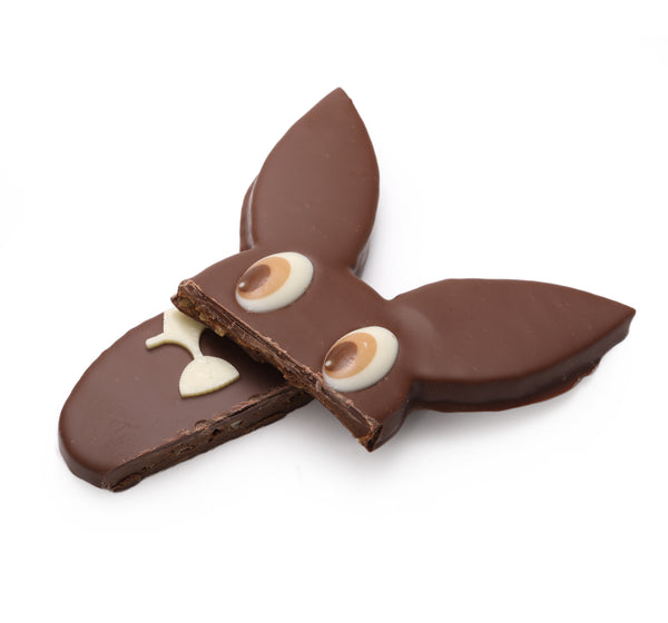 Sparkling praline rabbit or dark chocolate sesame milk Easter