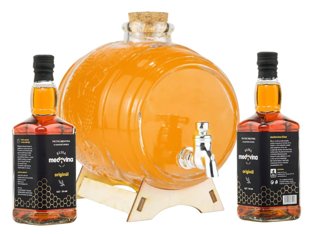 Glass Barrel with a Liter of Honey Mead Elisa