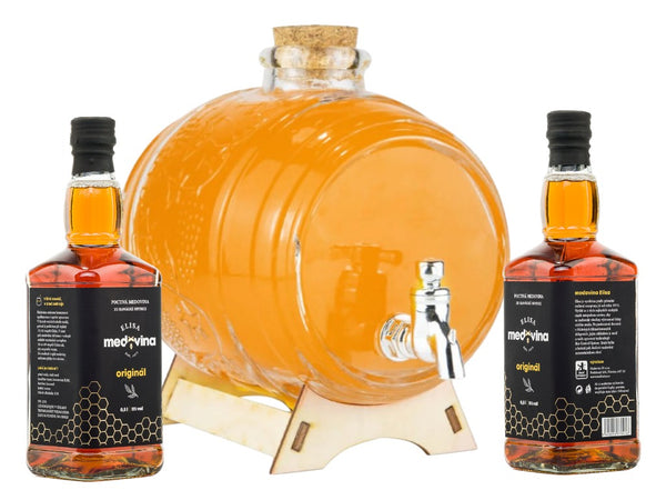 Glass Barrel with a Liter of Honey Mead Elisa