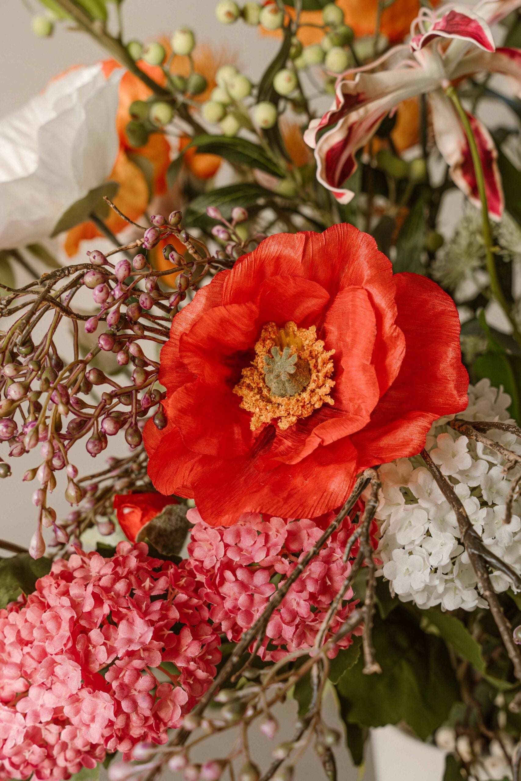 Indore Silva - Klaproos - Rood - kunsttak - zijde