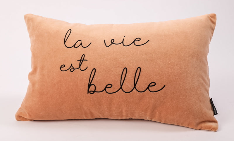 Rectangular Velvet Cushion Life is Beautiful