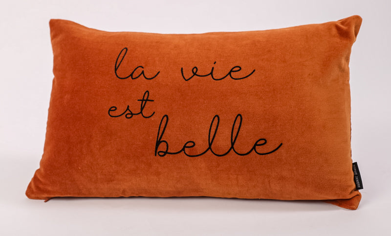 Rectangular Velvet Cushion Life is Beautiful