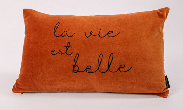 Rectangular Velvet Cushion Life is Beautiful