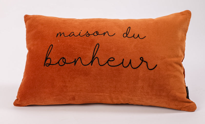 Rectangular Velvet Cushion Home of Happiness