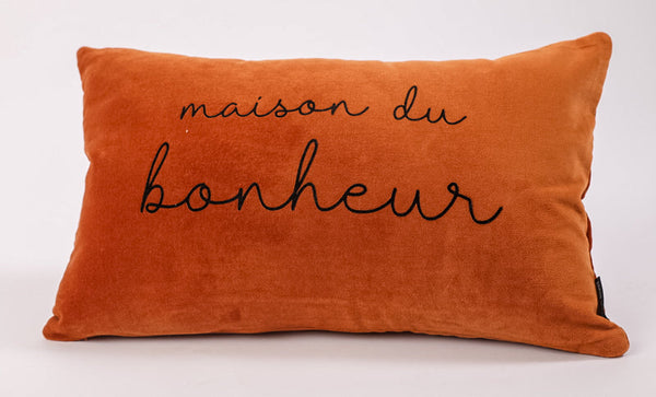 Rectangular Velvet Cushion Home of Happiness