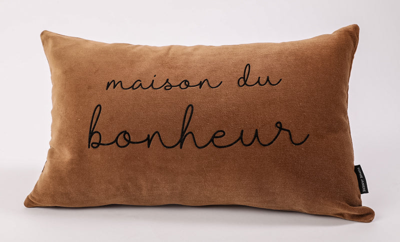 Rectangular Velvet Cushion Home of Happiness