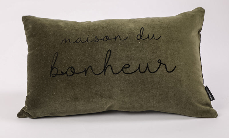 Rectangular Velvet Cushion Home of Happiness