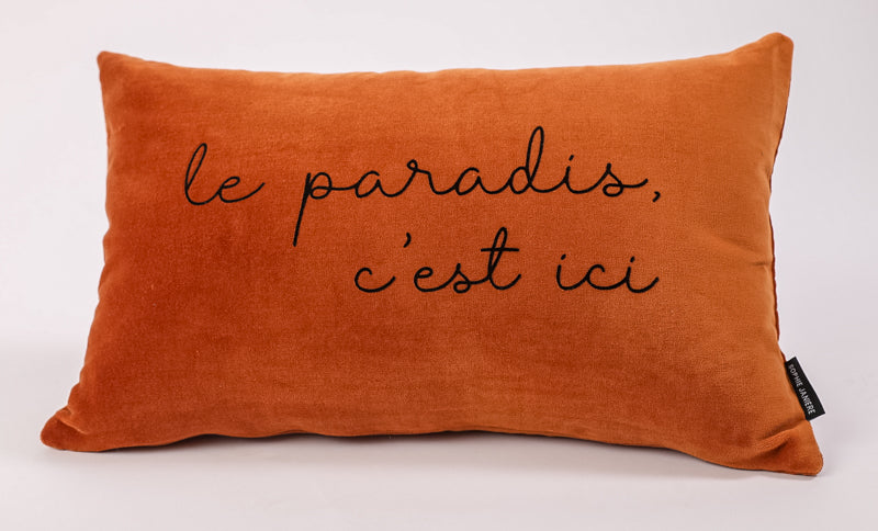 Rectangular Velvet Cushion The Paradise Is Here