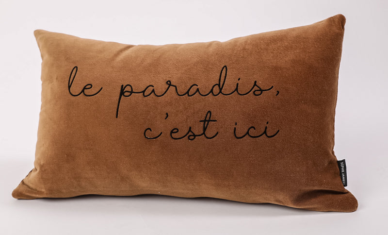 Rectangular Velvet Cushion The Paradise Is Here