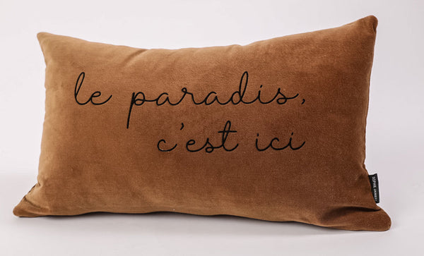 Rectangular Velvet Cushion The Paradise Is Here