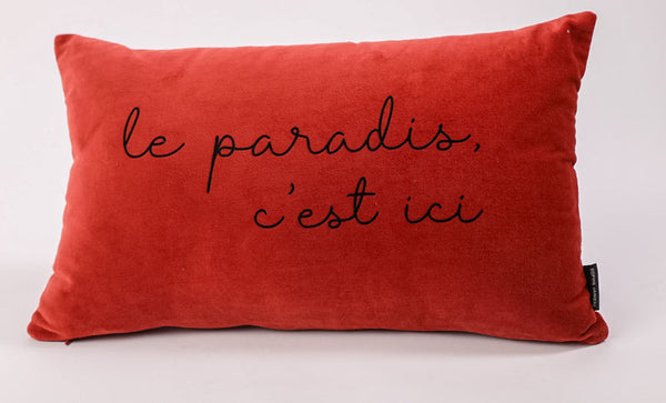 Rectangular Velvet Cushion The Paradise Is Here