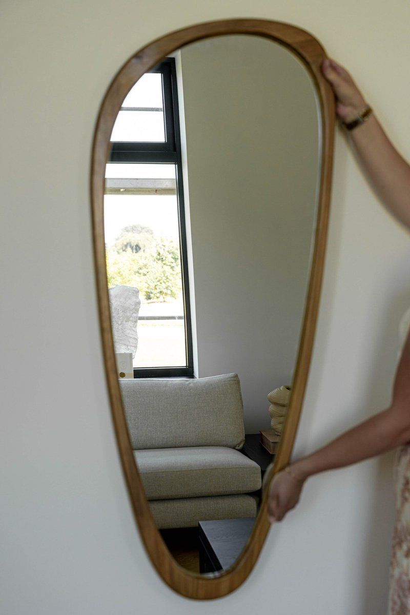 Indore Home - Spiegel - organische vorm - asymmetrisch - wandspiegel - 120cm - Hout